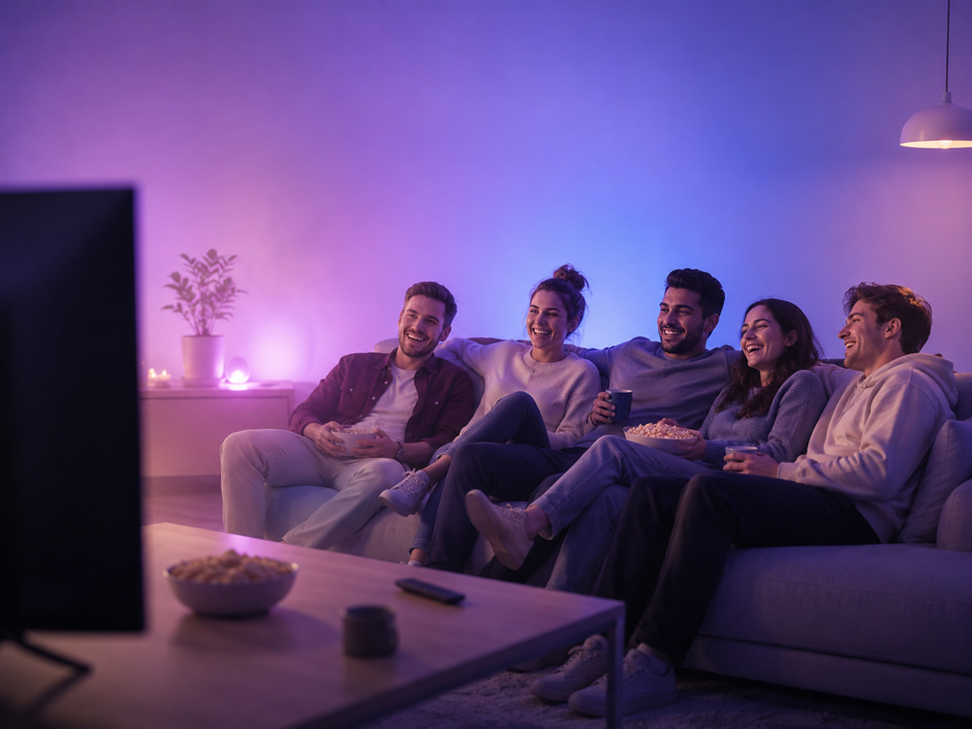 Freunde schauen gemeinsam und flexibel Fernsehen