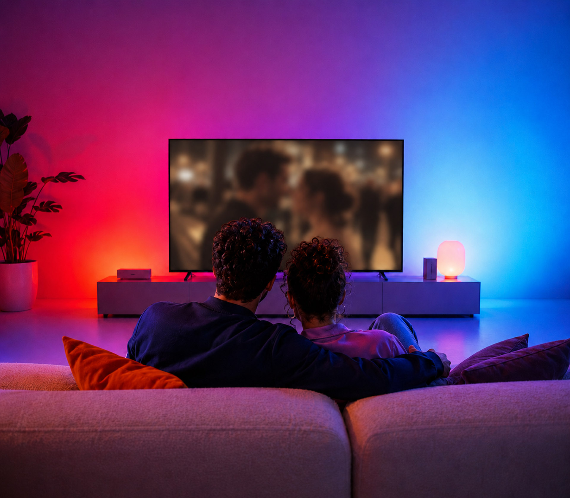 Paar schaut entspannt einen emotionalen TV-Moment