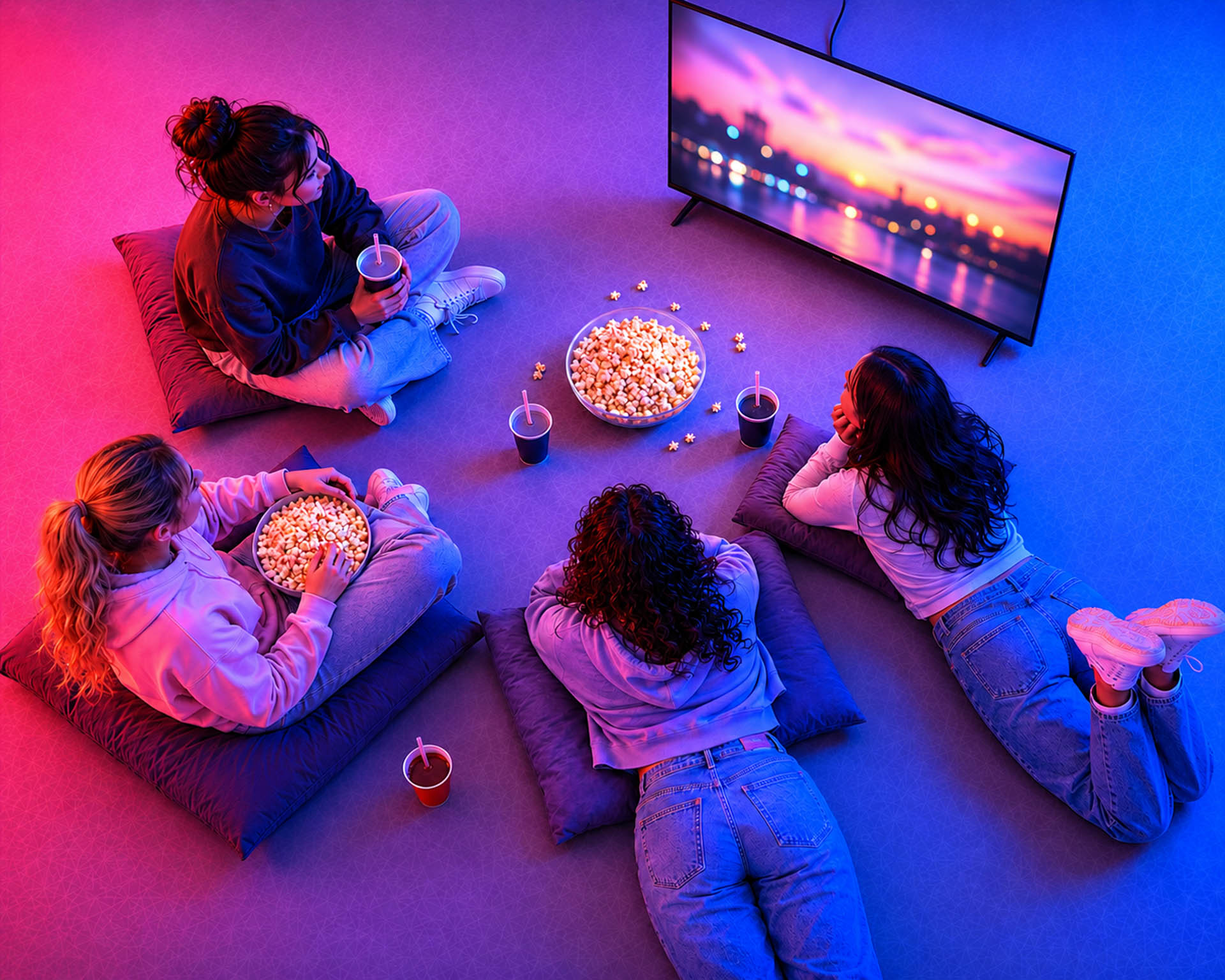 Freundinnen schauen gemeinsam Fernsehen